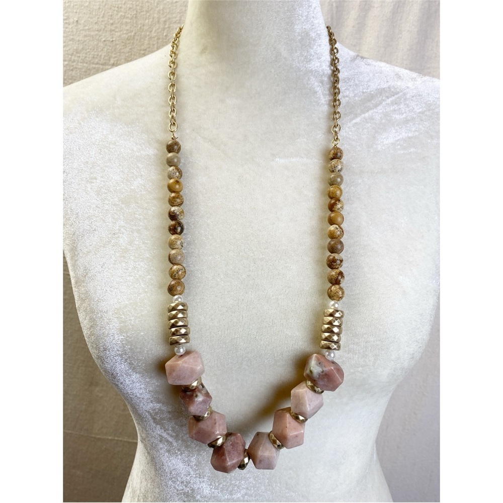 NWT Southern Living Pink and Brown Stone Necklace